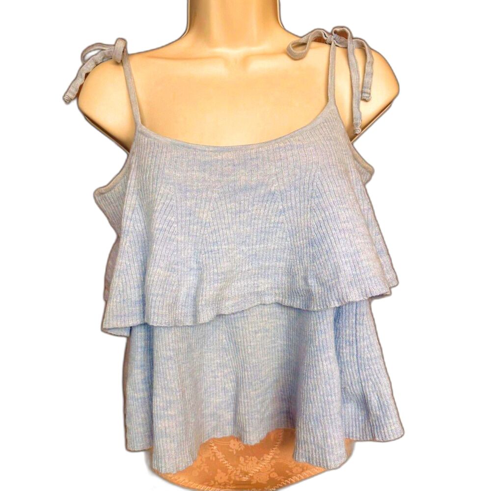J, Crew 100% Merino Wool Baby Doll Tiered Ruffle Spaguetti Straps Sweater M